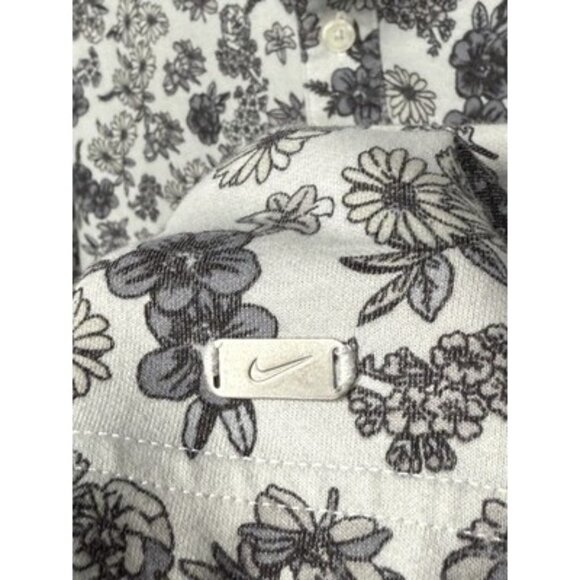 RARE PATTERN Nike Polo Shirt Mens XL Floral Print White Black Short Sleeve - Picture 5 of 8